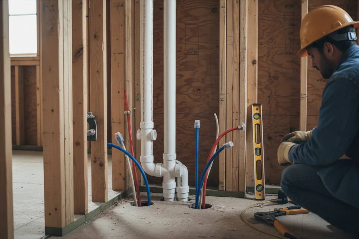 Drain and supply rough-in during Toilet Repair and Installation in Candler